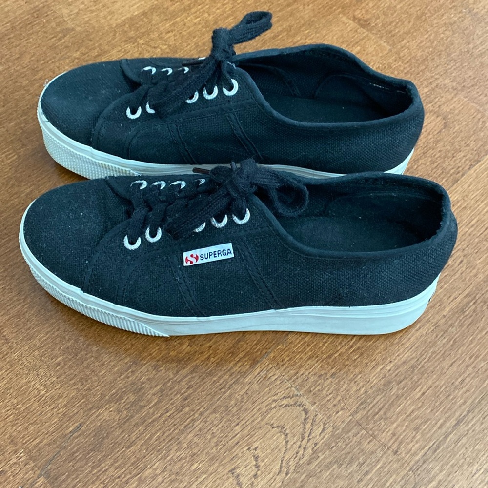 Superga black platform sneakers
